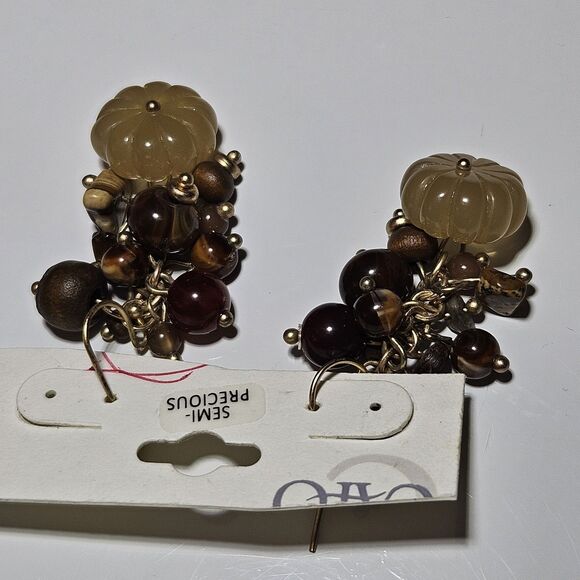 **Sale** Cato Gold Tone Semi-precious Stone Dangling Earrings - Picture 11 of 13